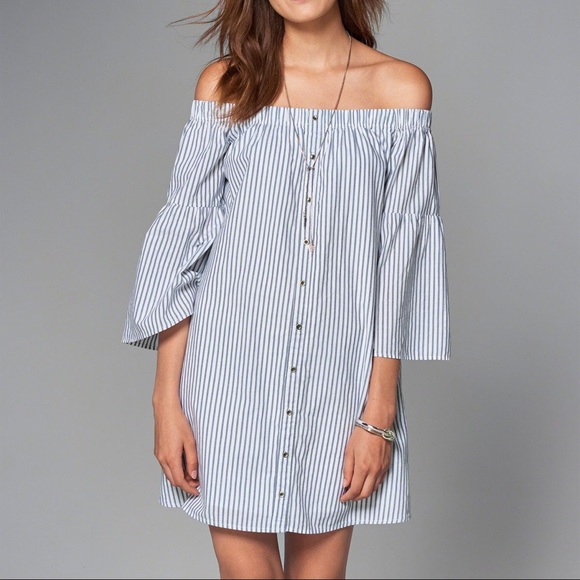 Abercrombie & Fitch Dresses & Skirts - Abercrombie | Blue Striped Off The Shoulder Dress